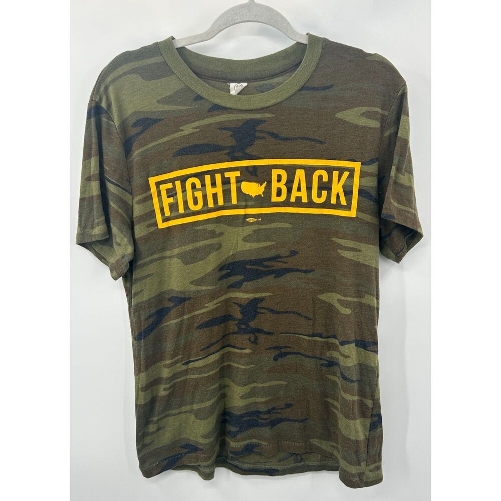 Vintage 70s 80s Camo Fight Back Shirt Single Stitch Union Distressed L Made USA